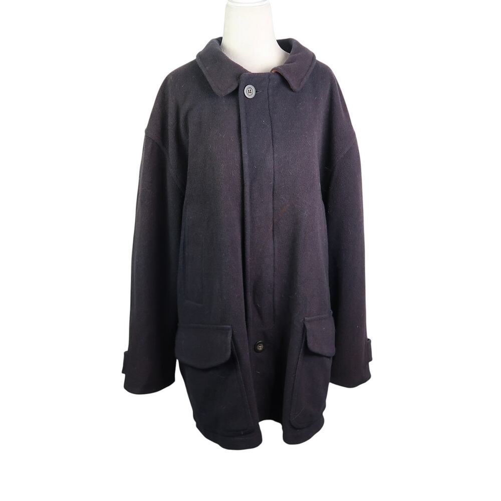 Vintage Zero King Navy Blue Wool Zip Front Jacket Mens XL